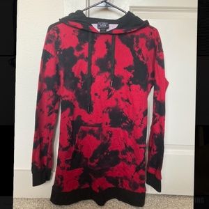 Midnight Hour Red Tie-Dye Hoodie Dress